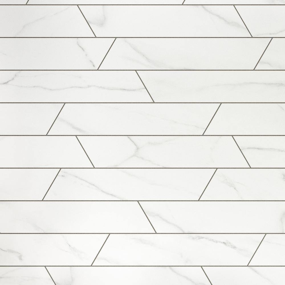 Elegance White Chevron Matte Porcelain Floor and Wall Tile
