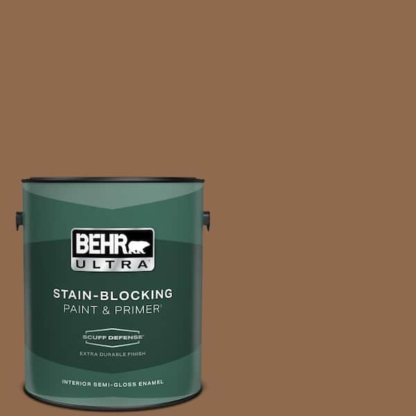 BEHR ULTRA 1 gal. #PPU4-01 Caramel Swirl Extra Durable Semi-Gloss Enamel Interior Paint & Primer