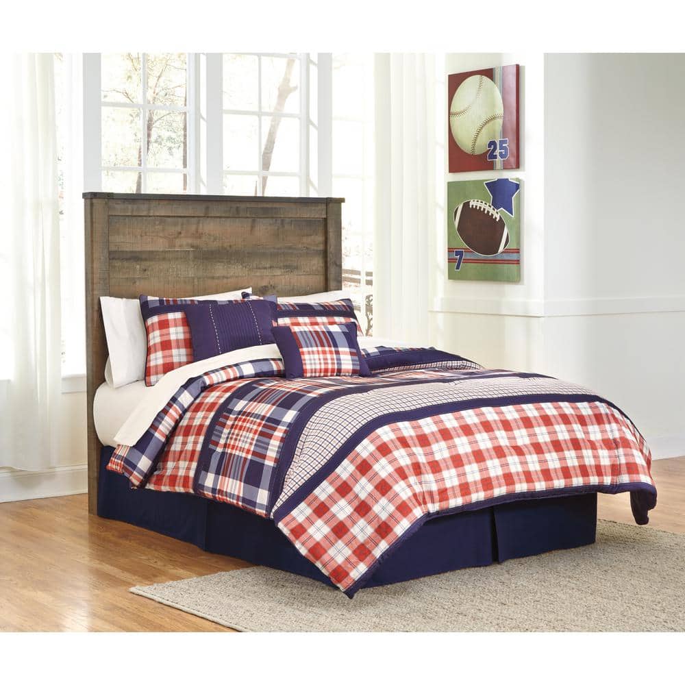 Full Brown Wood Panel Bed with Storage
