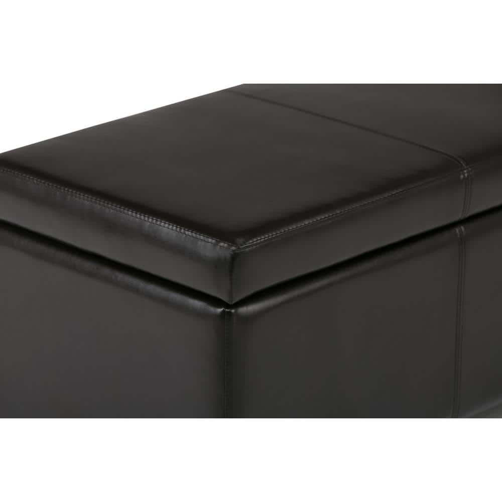 Avalon Tanner's Brown Large Rectangular Faux Leather Ottoman