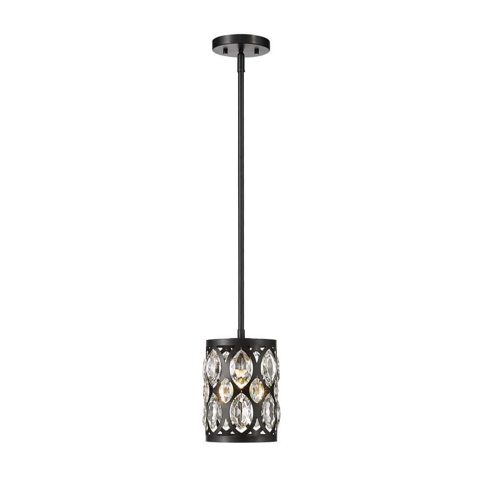 Matte Black Crystal LED Mini Pendant Light