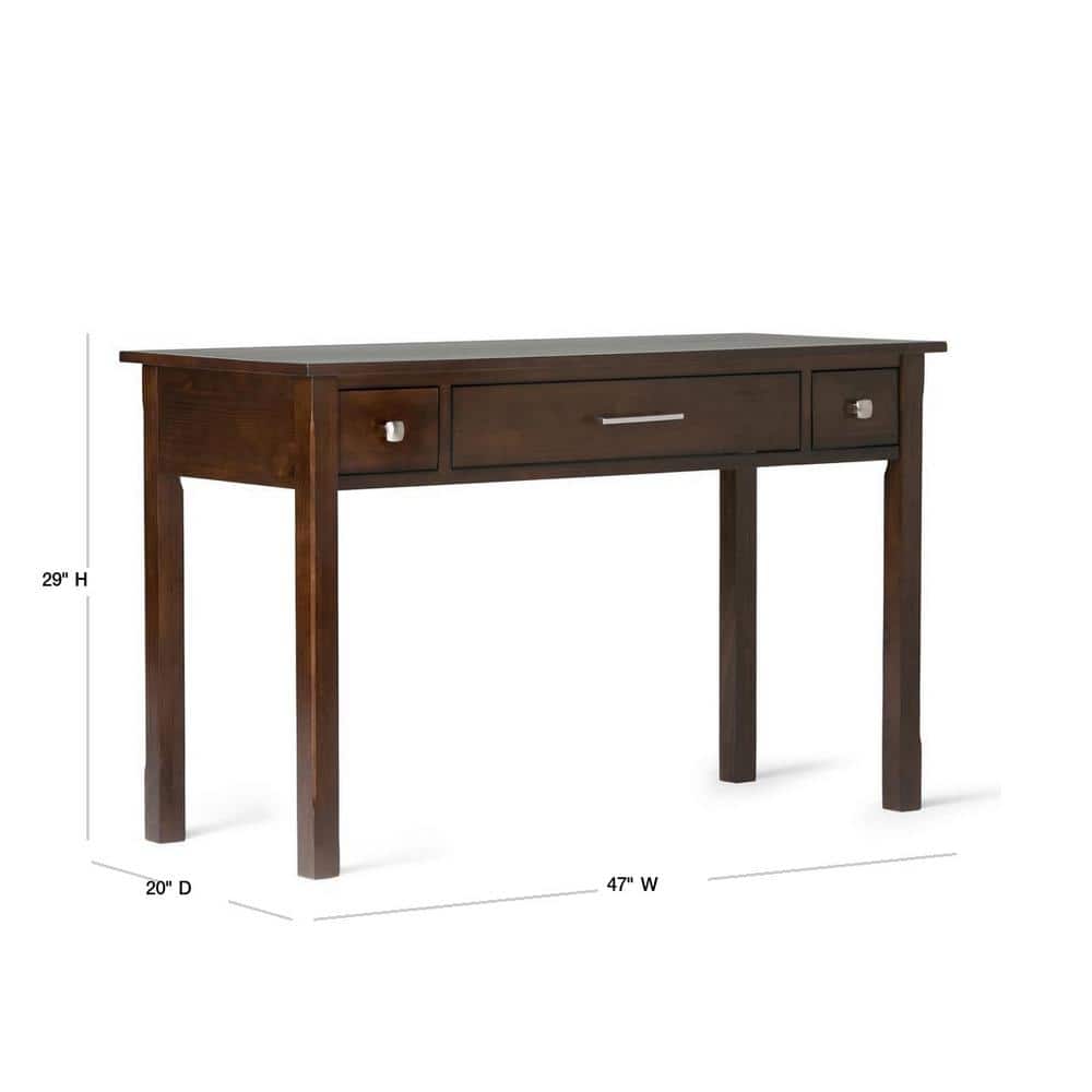 Rich Tobacco Brown Pine Wood Writing Desk with Drawers