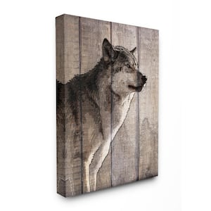 24 in. x 30 in. "Brown Wolf Planked Look Photography" by Kimberly Allen Canvas Wall Art