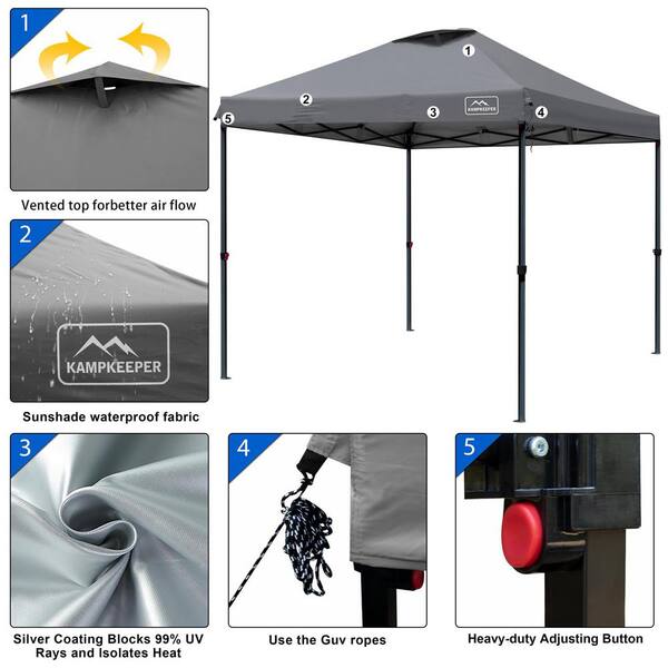 10 ft. x 10 ft. Dark Grey Pop-Up Outdoor Canopy Tent, 3
