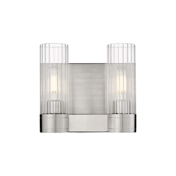 Innovations Empire 10.5 in. 2-Light Satin Nickel Wall Sconce with Glass Shade