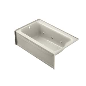 PROJECTA 60 in. x 36 in. Acrylic Left Drain Rectangular Alcove Whirlpool Bathtub with Heater in Oyster