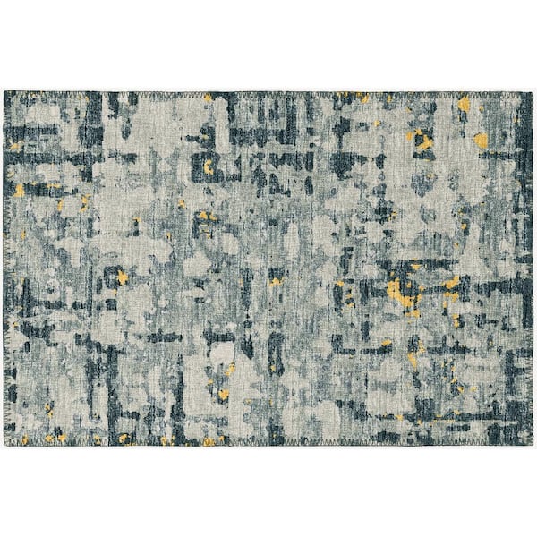 Bravado Gold 1 ft. 8 in. x 2 ft. 6 in. Geometric Indoor/Outdoor Washable Area Rug