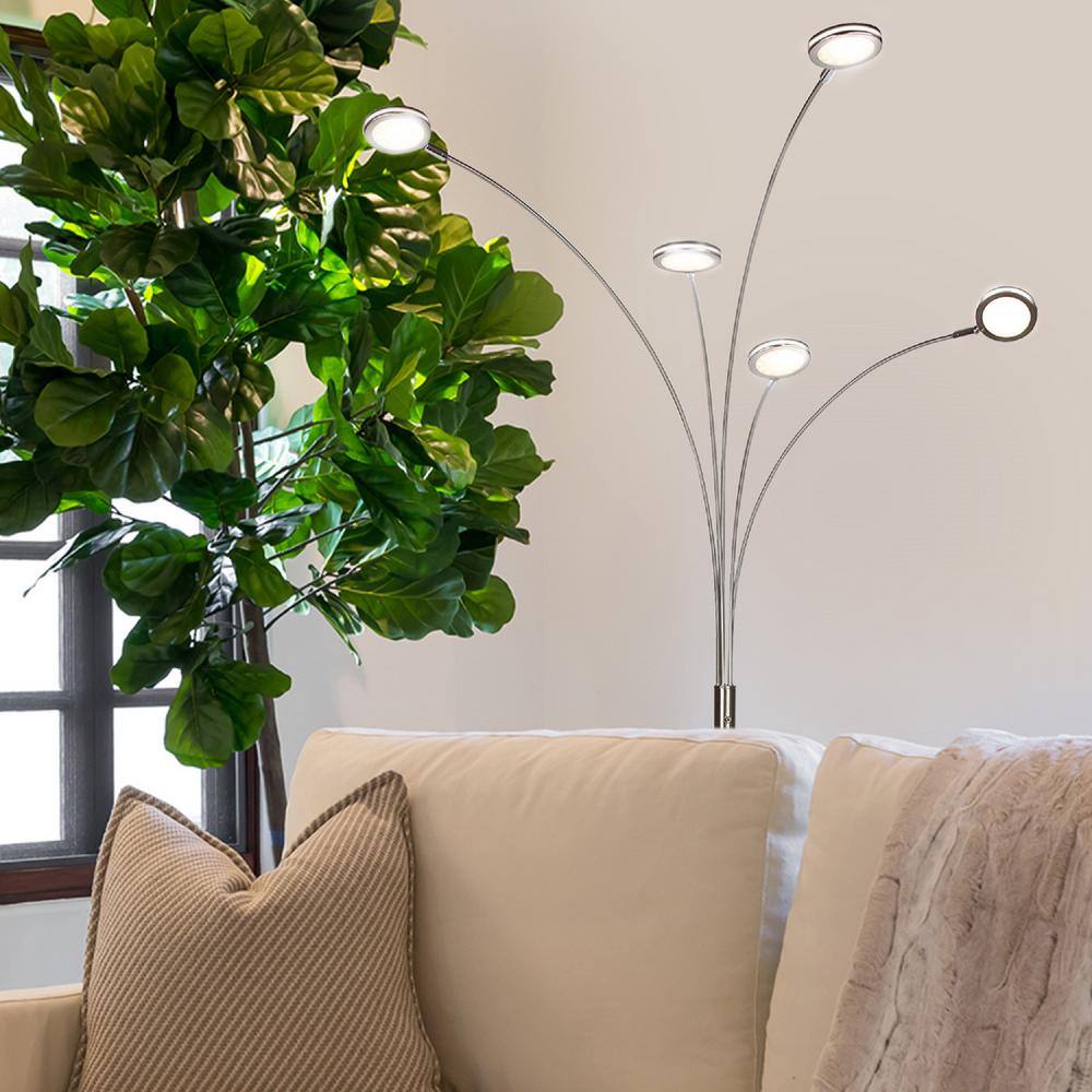 Celestial Nickel 74" LED Floor Lamp with 5 Adjustable Arms