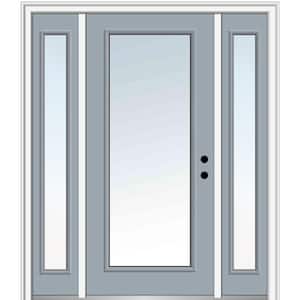 68.5 in. x 81.75 in. Classic Left-Hand Inswing Full Lite Clear Painted Fiberglass Smooth Prehung Front Door w/ Sidelites