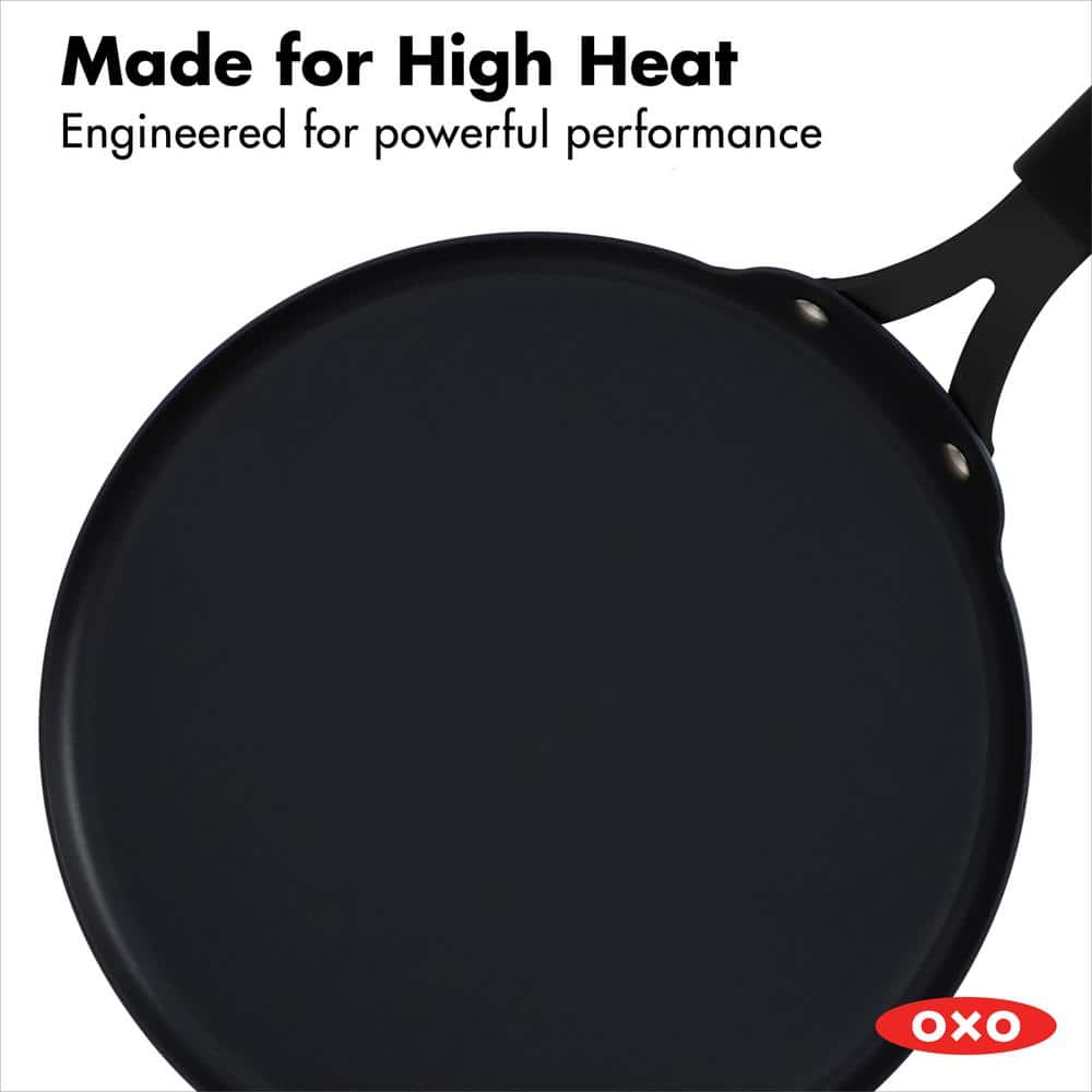 OXO Obsidian Black Carbon Steel 10" Crepe Pan with Silicone Sleeve