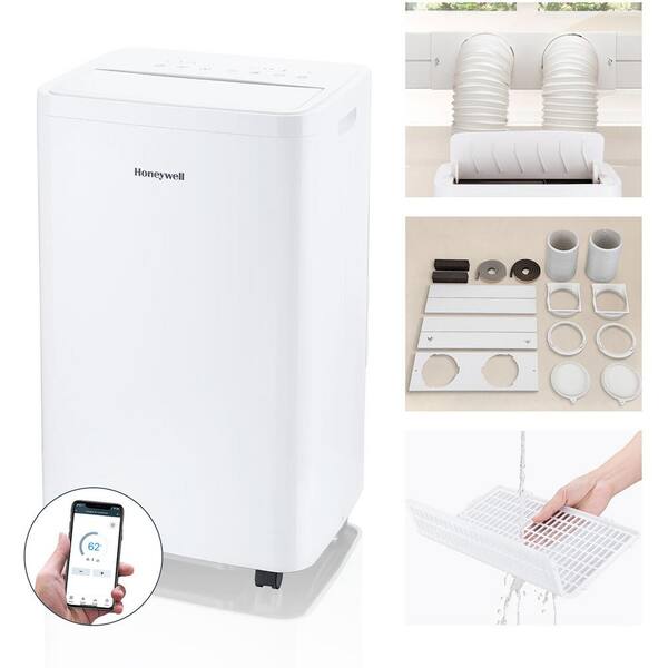 Honeywell 13,000 BTU Portable Air Conditioner Cools 350 Sq. Ft. with Dual Hose, and SMART Technology in White