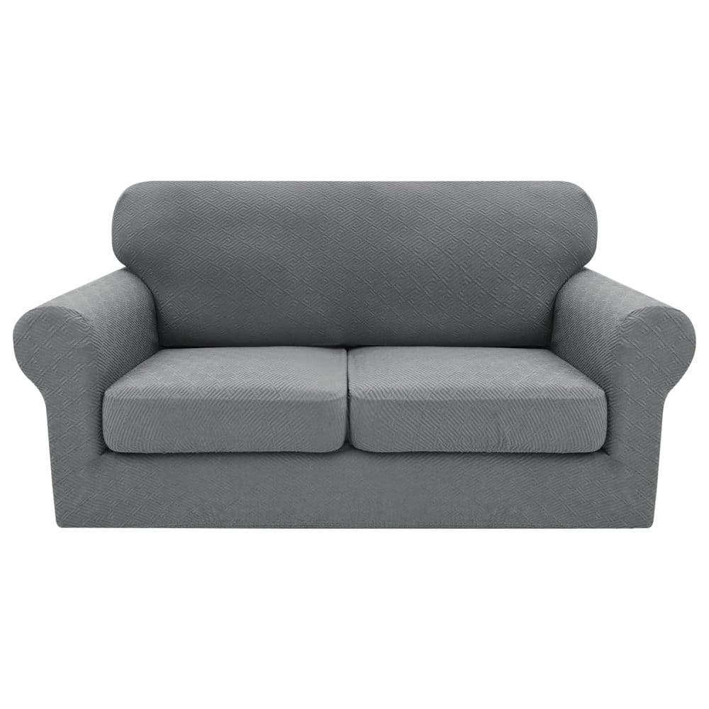 71 in. -91 in. 3-Piece Stretch Sofa Cover for 2-Extra Large Cushions, Universal Fit Slipcover for Living Room Light Gray price history on PriceWatchPro