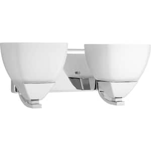 Appeal Collection 2-Light Polished Chrome Etched White Glass Modern Bath Vanity Light