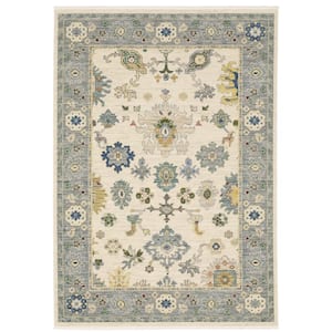 Lavista Ivory/Multi-Colored Doormat 3 ft. x 5 ft. Classic Persian Oriental Wool/Nylon Blend Indoor Area Rug