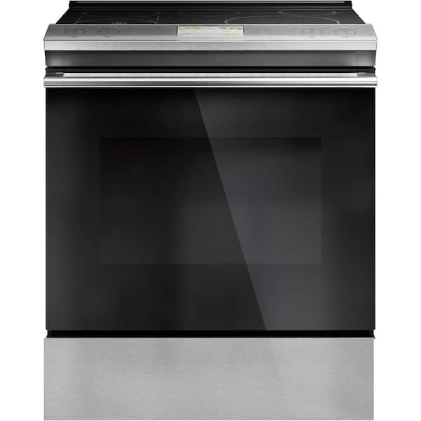 30 in. 5 Burner Element Slide-In Smart Induction Electric Range with Self-Cleaning Convection Oven in Platinum Glass