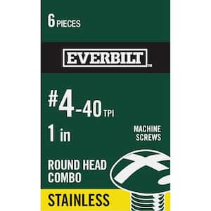 #4-40 x 1 in. Stainless Steel Combo Round Head Machine Screw (6-Pack)