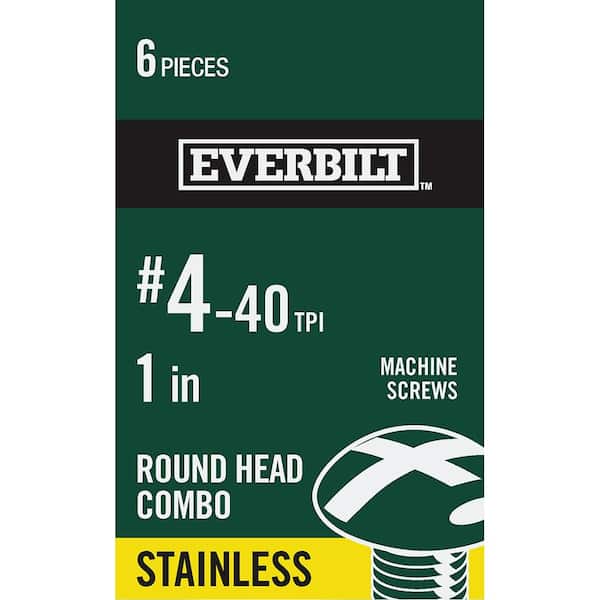 Everbilt #4-40 x 1 in. Stainless Steel Combo Round Head Machine Screw (6-Pack)