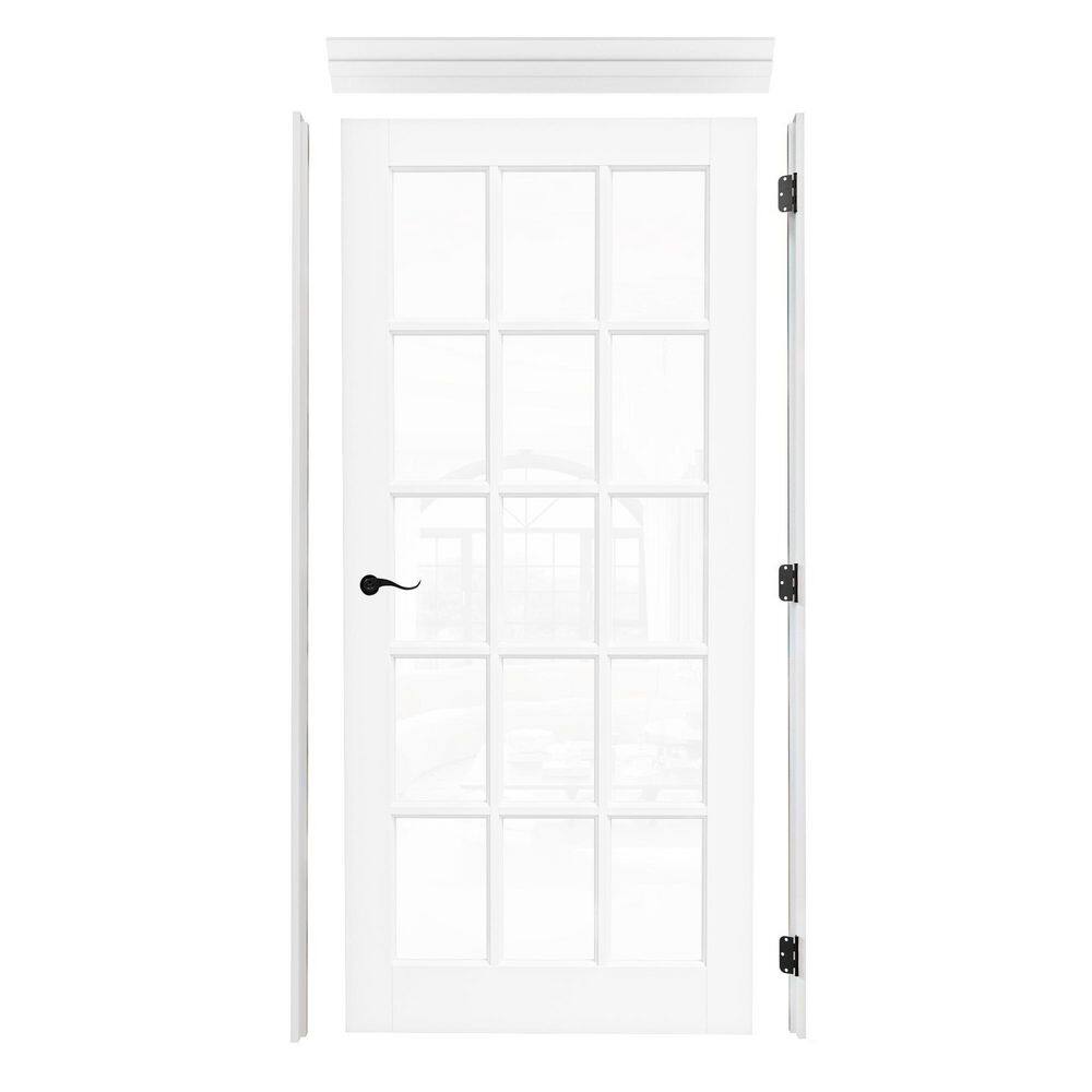 36 in. x 80 in. 15-Lite Clear Glass Left-Hand Primed Wood Assembly Required Interior Prehung Door+ Frame Set and Lever price history on PriceWatchPro