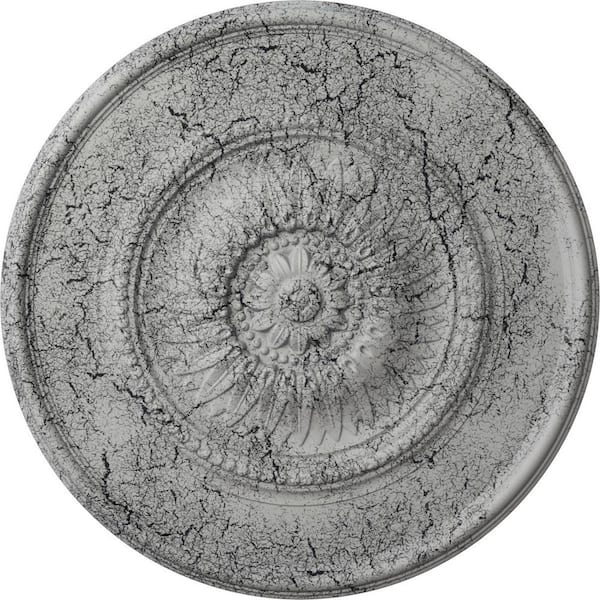 Ekena Millwork 29-3/4 in. x 1-1/2 in. Wigan Urethane Ceiling Medallion, Ultra-Pure White Crackle, Ultra Pure White Crackle