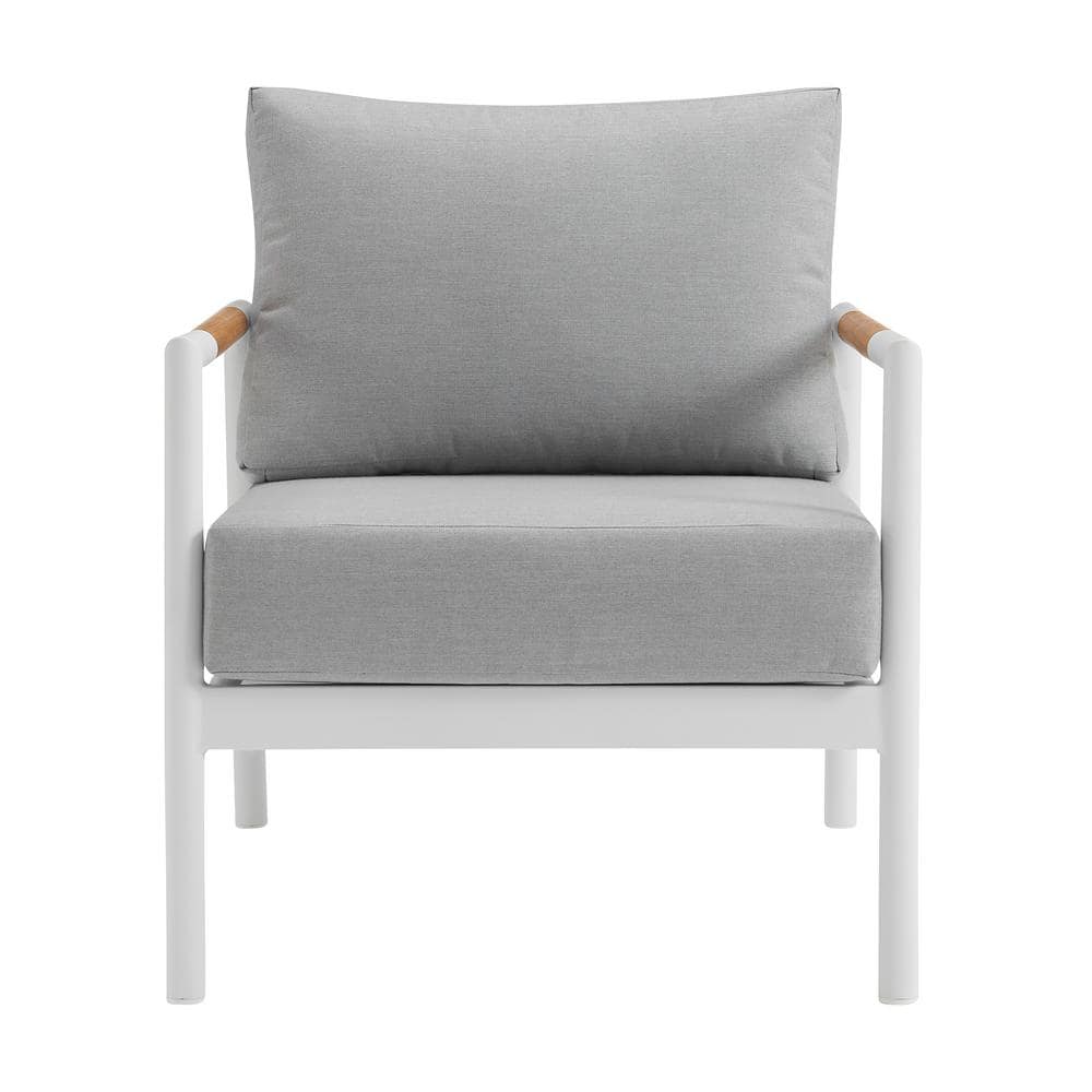 Royal 4-Piece White Aluminum Teak Outdoor Seating Set