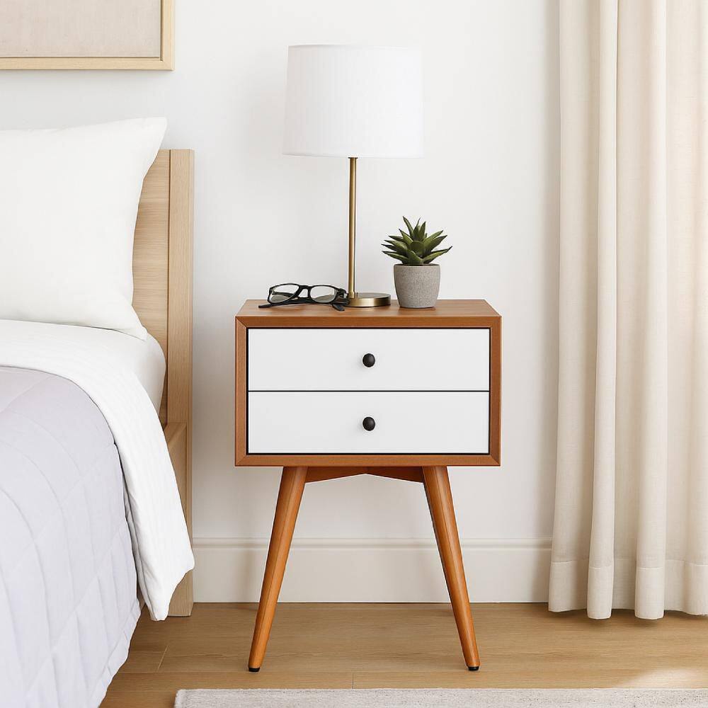 Ian Chestnut Brown, White and Black 2-Drawer 18 in. W Nightstand price history on PriceWatchPro