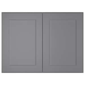 33-in. W x 24-in. D x24-in. H in Shaker Grey Plywood Ready to Assemble Wall Bridge Kitchen Cabinet with 2 Doors