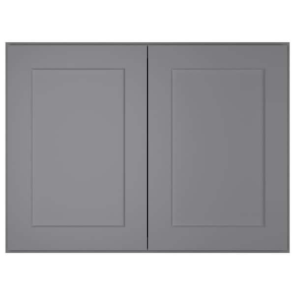 HOMEIBRO 33-in. W x 24-in. D x24-in. H in Shaker Grey Plywood Ready to Assemble Wall Bridge Kitchen Cabinet with 2 Doors