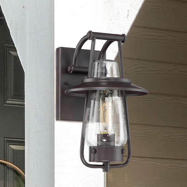 Designers Fountain Stonyridge 13 in. Satin Bronze 1-Light Outdoor Line Voltage Wall Sconce with No Bulb Included