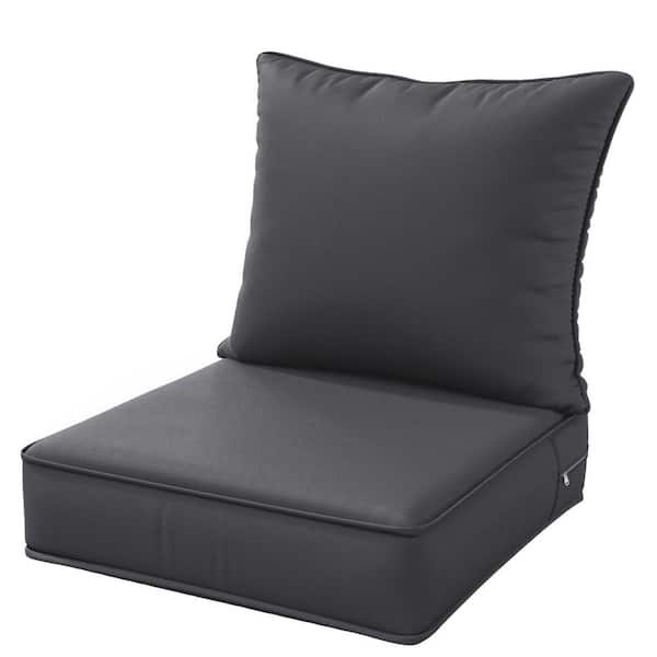 22 in. x 22 in. x 4 in. Square Outdoor Deep Seating Cushion Set Seat and Back Cushion for Chair and Sofa Grey