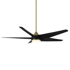 Viper 60 in. Integrated LED Indoor and Outdoor 5-Blade Smart Ceiling Fan Soft Brass Matte Black with Remote 3000k