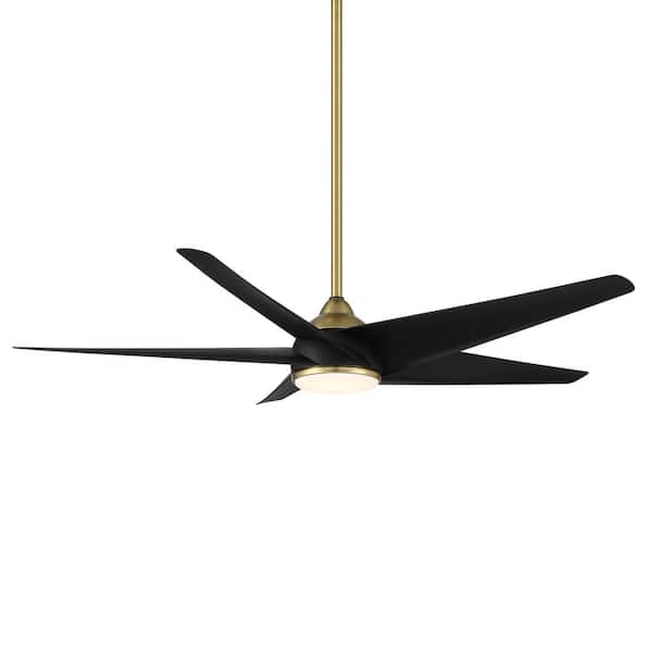 Unbranded Viper 60 in. Integrated LED Indoor and Outdoor 5-Blade Smart Ceiling Fan Soft Brass Matte Black with Remote 3000k