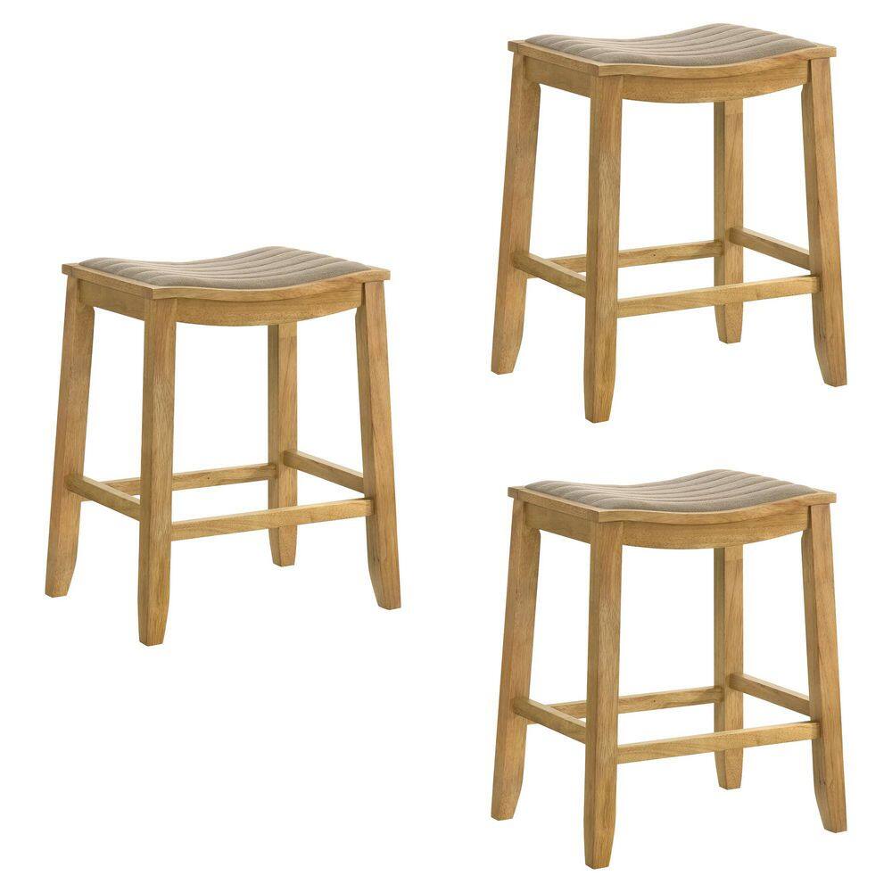 Iyani 26.3 in. H Counter Height Twilight Taupe / Amber Glow Backless Wood Bar Stool with Fabric Seat Set of 3 price history on PriceWatchPro