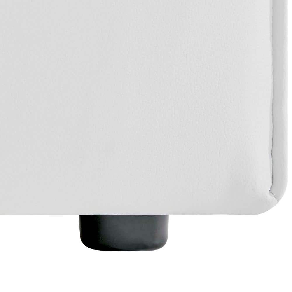 Mingle White Vegan Leather Armless Chair with Plastic Legs
