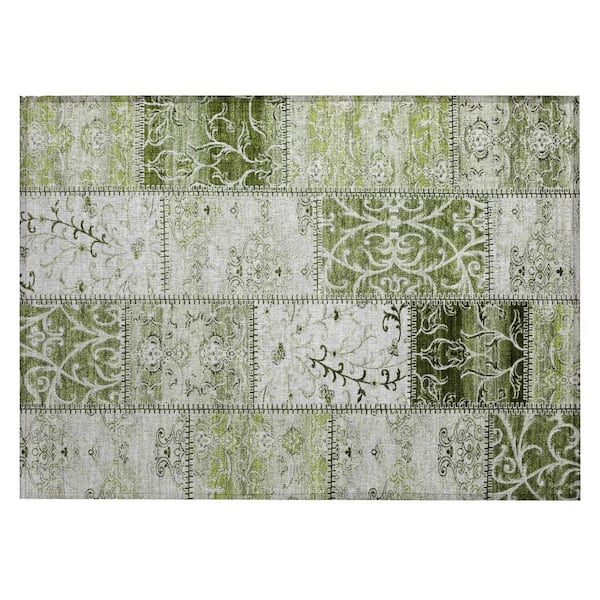 Green 2 ft. x 3 ft. Woven Plaid Rectangle Indoor/Outdoor Area Rug