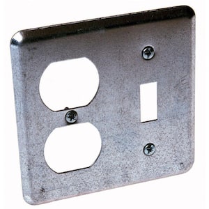 4 in. W Steel Gray 2-Gang 2-Device Duplex/Toggle Switch Wall Plate, 1-Pack