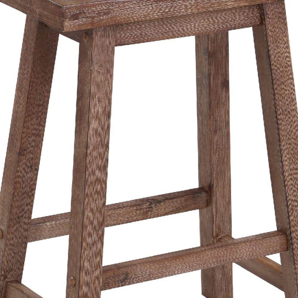 Gray Backless Saddle Style Wooden Counter Stool