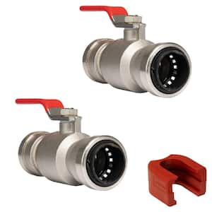 3/4 in. Stainless Steel Push-to-Connect Full Port Ball Valve with SlipClip Release Tool (2-Pack)