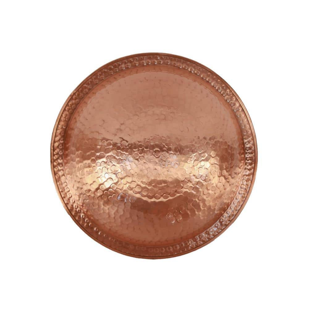 14" Hammered Polished Copper Birdbath Bowl