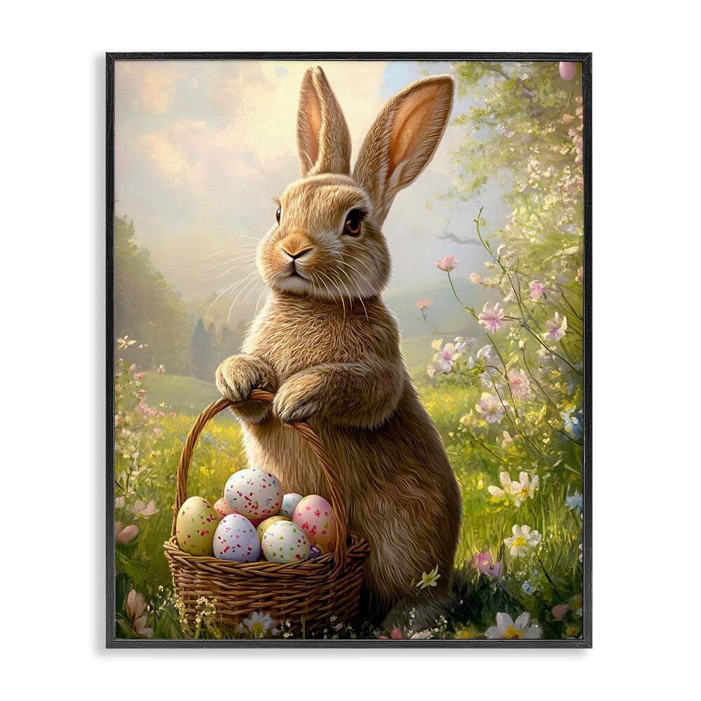 Bunny with Easter Basket by Franklyn Gregory Black Framed Animal Giclee Art Print 14 in. x 11 in. price history on PriceWatchPro