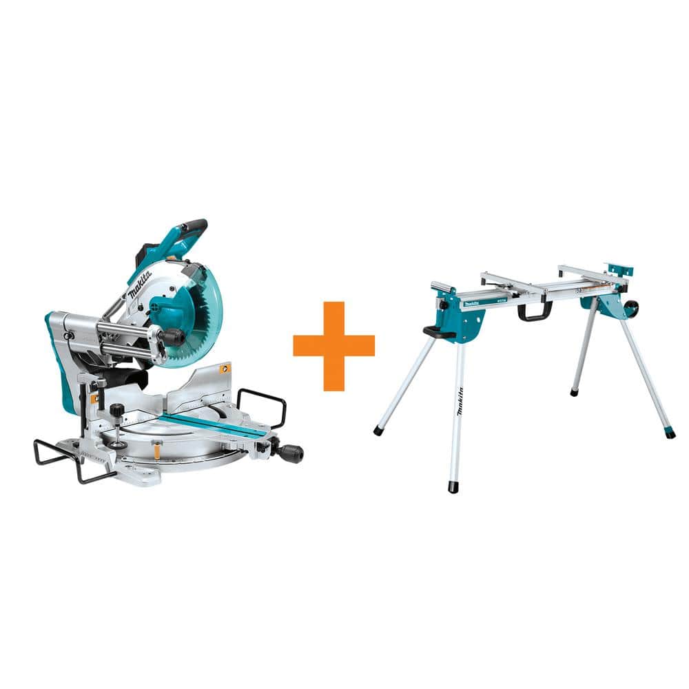 Makita 15 Amp 10 in. Dual Bevel Sliding Compound Miter Saw with Laser/Bonus Compact Folding Miter Saw Stand -  LS1019L-WST06