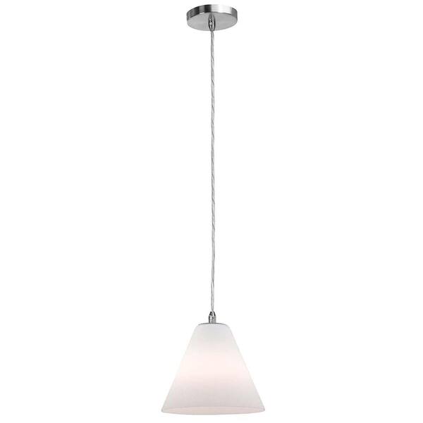 Access Lighting 1-Light Pendant Brushed Steel Finish White Glass-DISCONTINUED