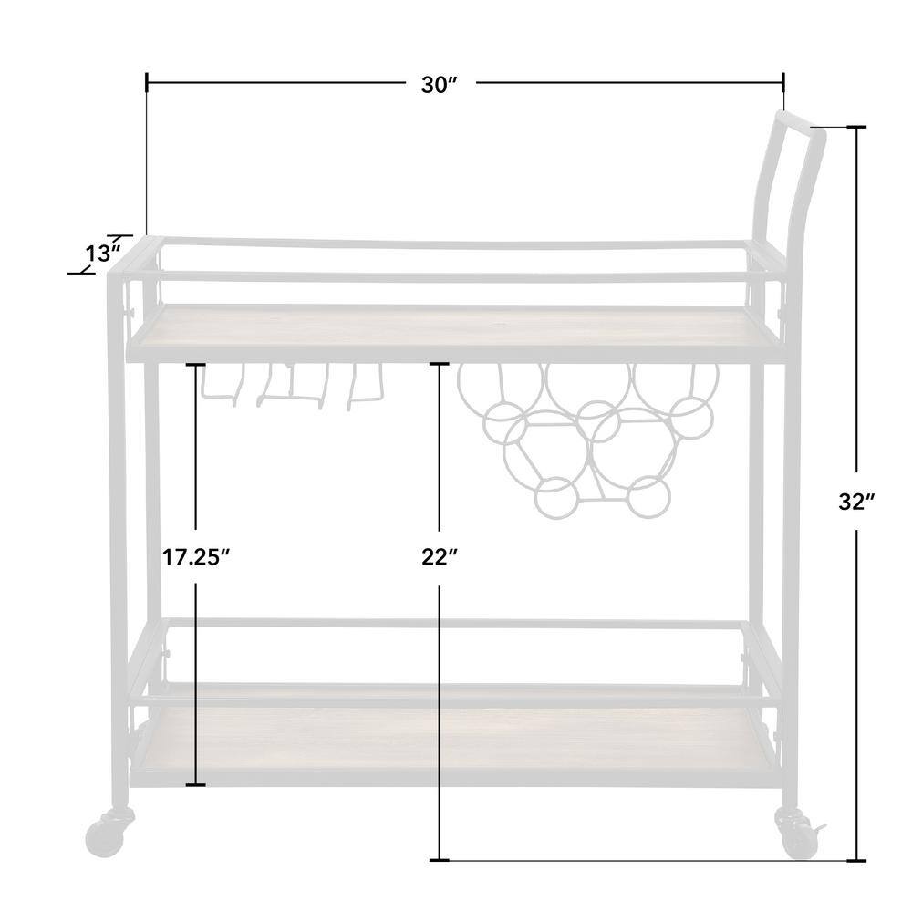 Black and Brown Industrial Bar Cart with Wine Rack