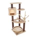 43.5 in. Brown 6-Tier Cat Tower with Bed, Kitty Condo, Play area, and Hanging Toys