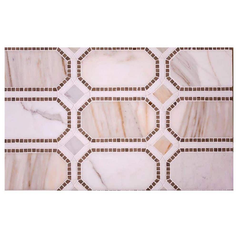Serena 4 in. x 4 in. Polished White Gray Calacatta Octagon Marble Mosaic Wall and Floor Tile Sample (0.14 sq. ft.) price history on PriceWatchPro