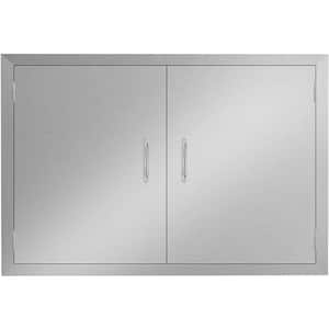 28 in. W x 19 in. H Double Outdoor Kitchen Access Door for BBQ Island Stainless Steel Grill Door