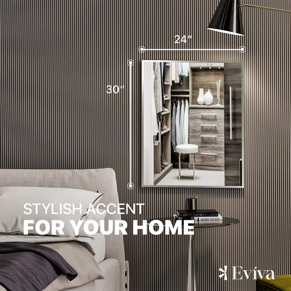 Brushed Wood Rectangular Framed Wall Mirror