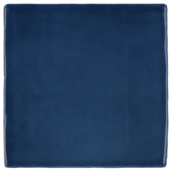 Fion Quincy Blue 4 in. x 4 in. Mediterranean-Inspired Glossy Ceramic Wall Tile (5.38 sq. ft. / Case)