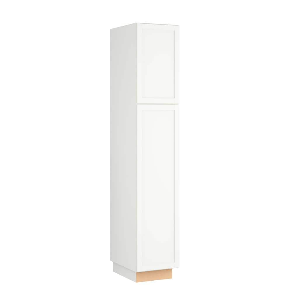 Hampton Bay Courtland Polar White Finish Laminate Shaker Stock Assembled Pantry Kitchen Cabinet 18 in. x 96 in. x 24 in.