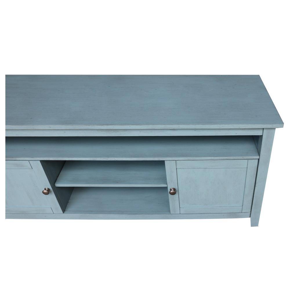 Ocean Blue Solid Wood 60" Entertainment TV Stand with Cabinet