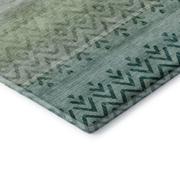 Mayfield Premium Machine Washable Abstract AMF2042 Teal 3 ft. x 4 ft. Area Rug